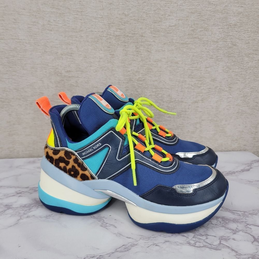 Michael Kors Women’s Olympia Lux Trainer Sneakers Multi Colored Sapphire